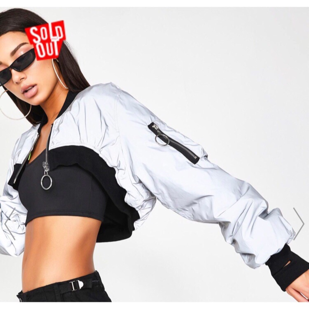 NWT Dollskill Poster Girl Reflective Bomber Jacket